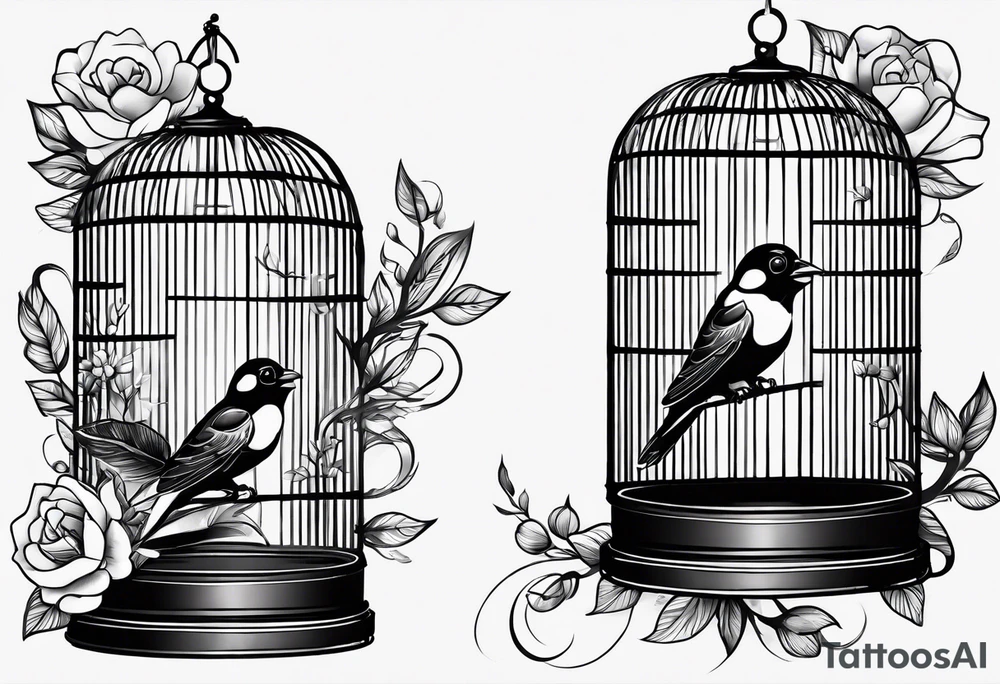 a feminine tattoo to represent freedom and self expression and self reliance with a beautiful bird flying out of a cage tattoo idea