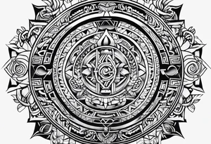 mayan rune sleeve tattoo idea