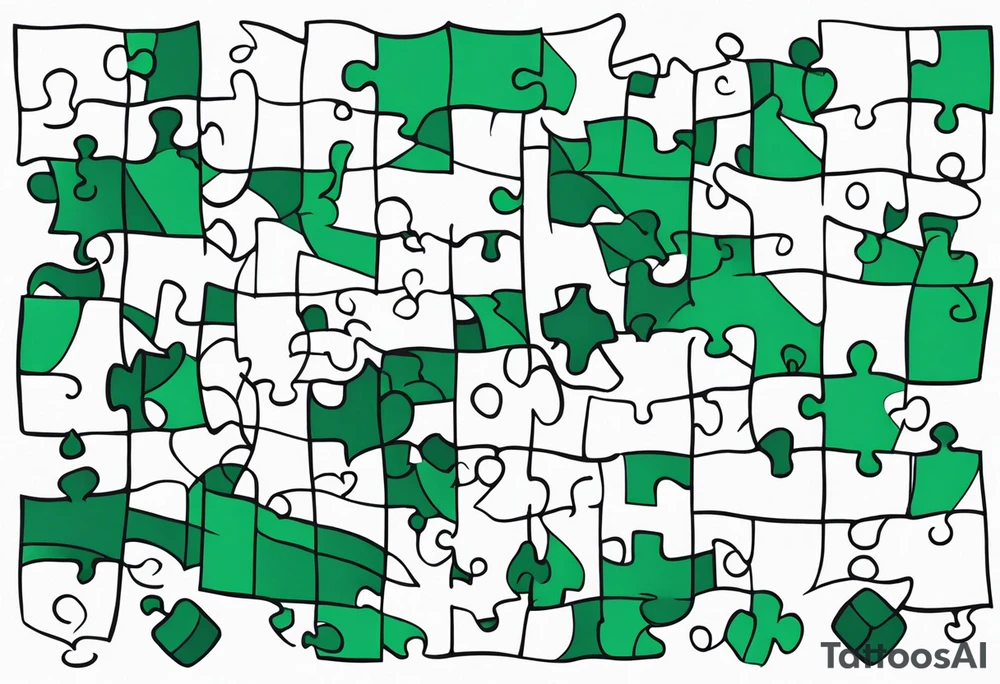 Emerald color Puzzle pieces tattoo idea