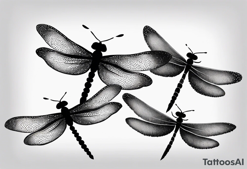 4 dragonflies flying together tattoo idea