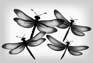 4 dragonflies flying together tattoo idea
