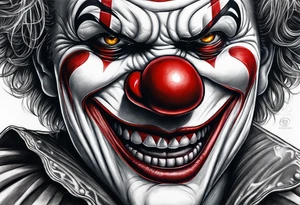Evil clown close up tattoo idea