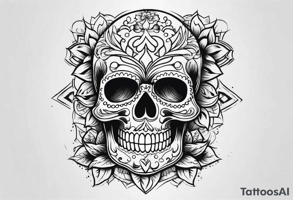 Mexican skull with smoke coming from the bottom tattoo idea