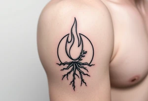 flame in a roots circle, with little sprout tattoo idea