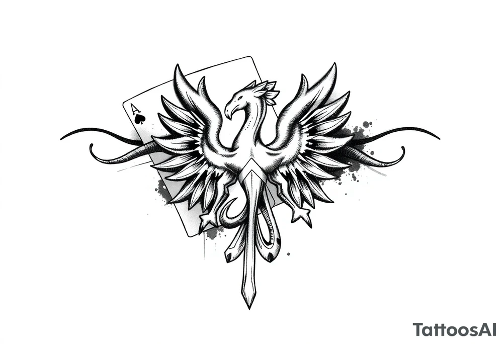 poland symbol and poker cards tattoo idea