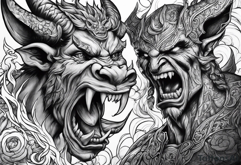 Fighting demons with light tattoo idea