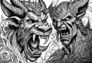 Fighting demons with light tattoo idea
