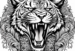 big cat roaring tattoo idea