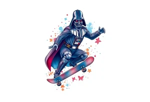Darth Vader skateboarding >
blue & red tattoo idea