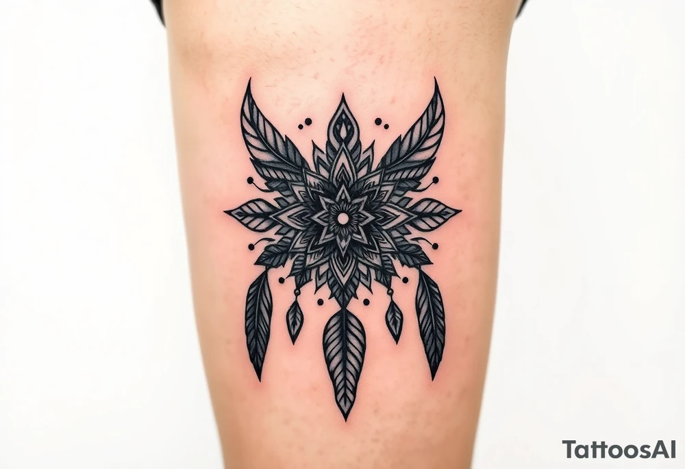 spiritual feathers ornamental mandala shaman tattoo idea