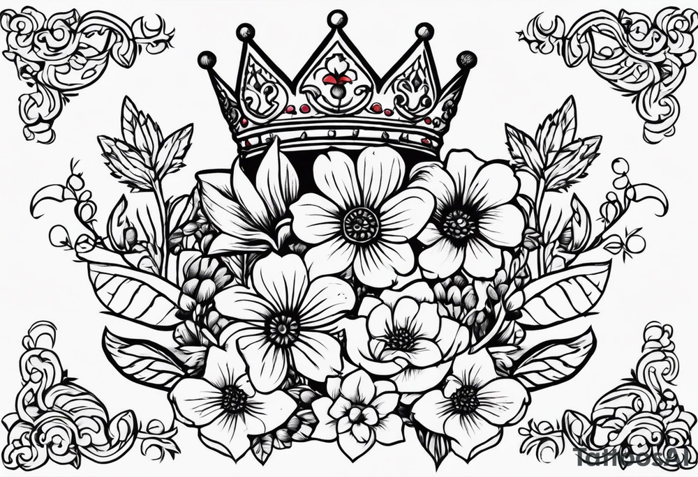 chrisitan
old school vintage simple traditional design 
vintage flowers surrounding crown


bold color simple tattoo idea