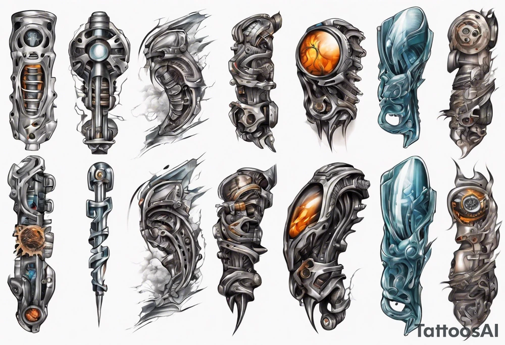 biomechanical forearm tattoo idea
