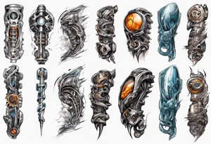 biomechanical forearm tattoo idea