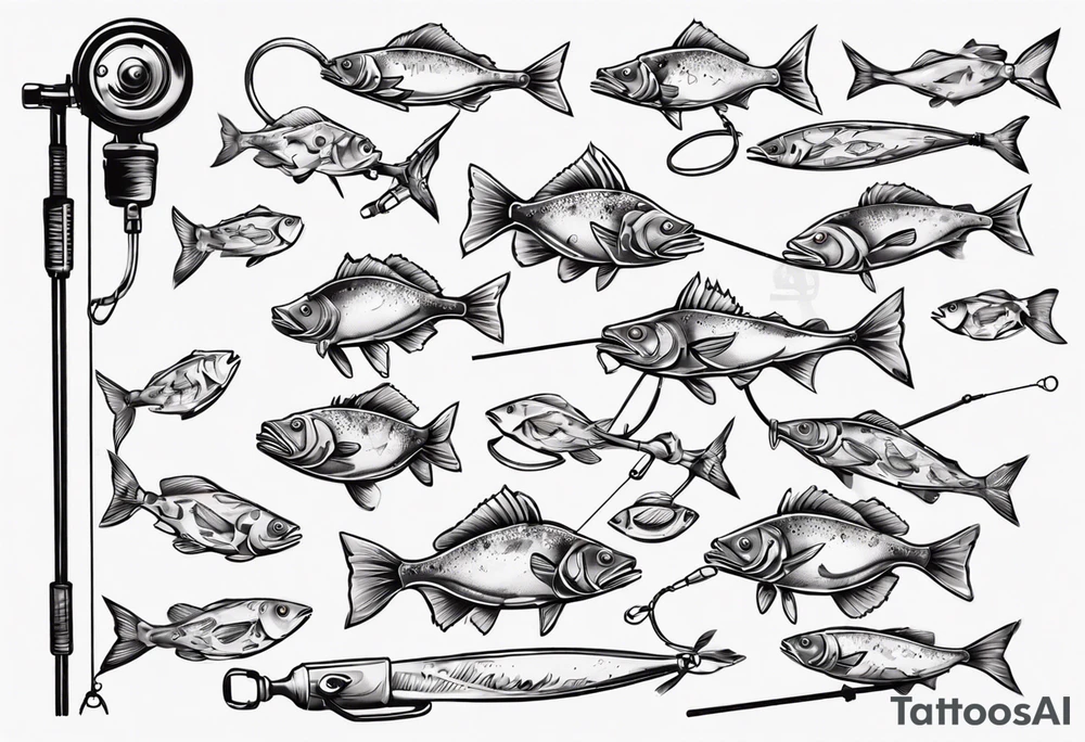Fishing rod with fish tattoo idea