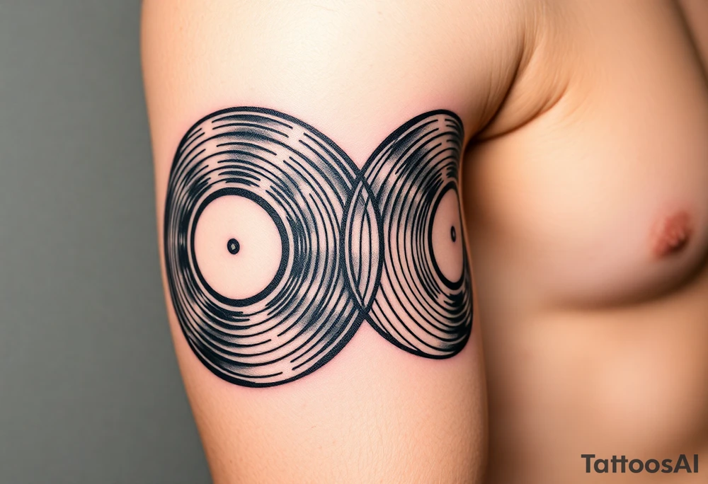 two vinyl records side by side expressing love for music tattoo idea