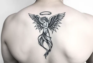 Archangel ariel tattoo stencil for thigh on women tattoo idea