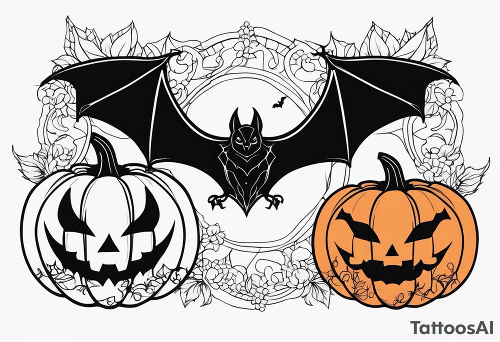 bats, pumpkin, hallowen tattoo idea