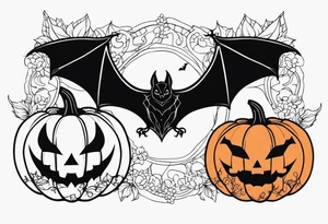 bats, pumpkin, hallowen tattoo idea