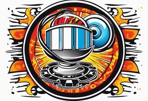 Gear shifting knob and money and fire tattoo idea