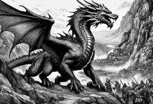 War scene, ancient times with dragons tattoo idea