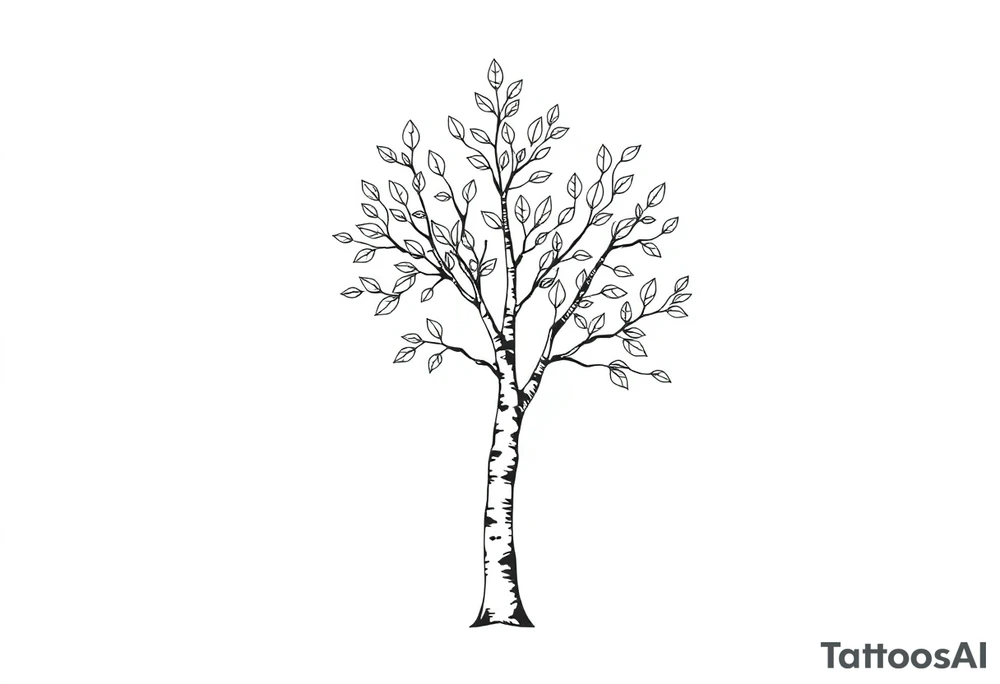 birch tree with full leaves tattoo idea