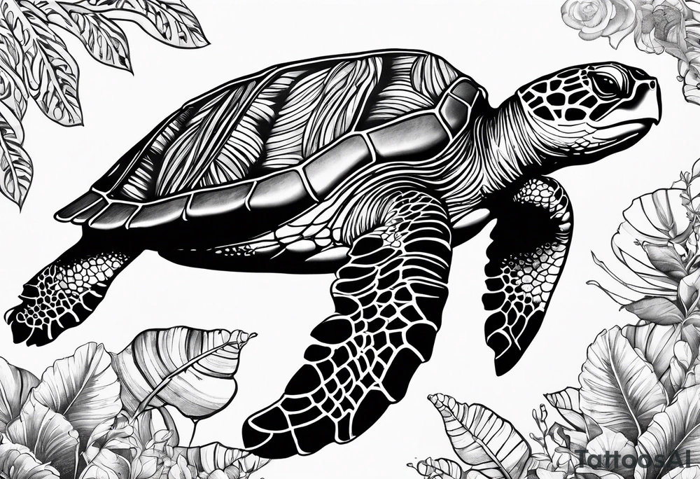 sea turtle Hawaii paisley tattoo idea