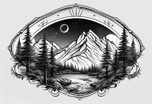 small mountain and trees tattoo idea