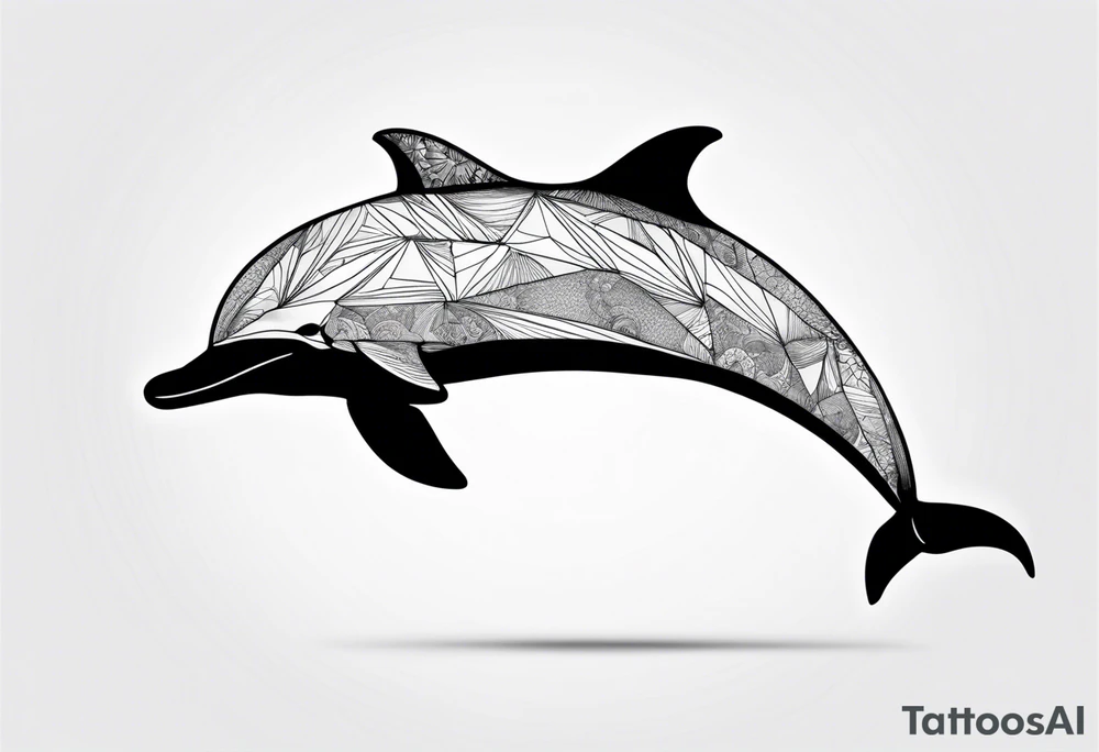 One dolphin wearing a party hat on top. Side view. Dolphin should be smiling. tattoo idea