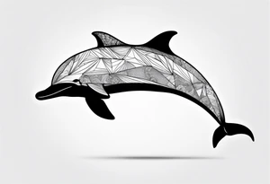 One dolphin wearing a party hat on top. Side view. Dolphin should be smiling. tattoo idea