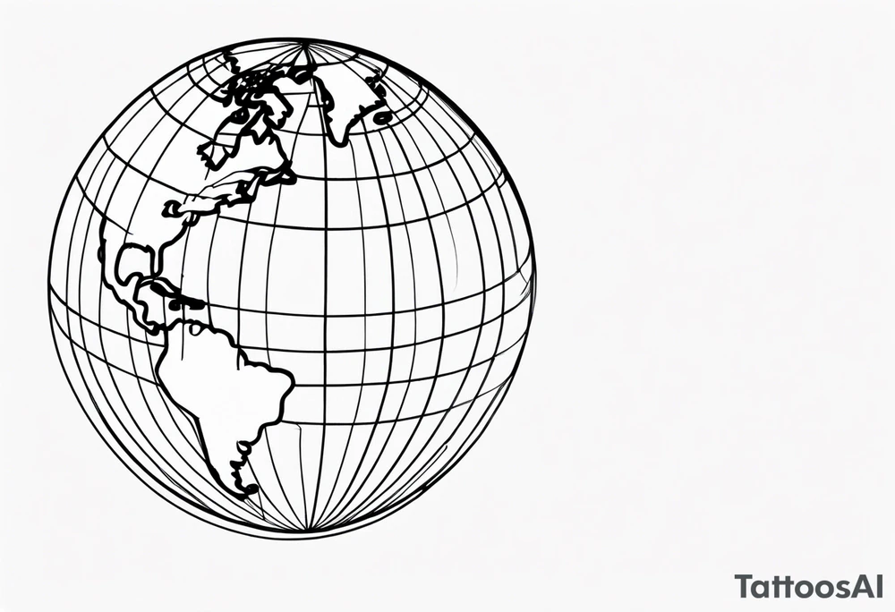 globe single line tattoo idea