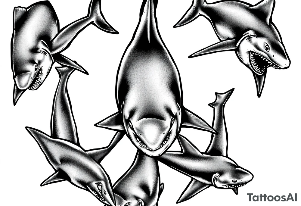 school of sharks from an above view tattoo idea