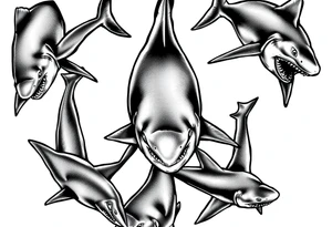 school of sharks from an above view tattoo idea