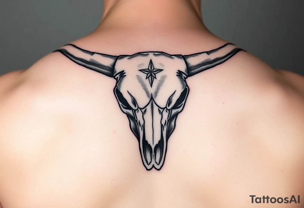 Longhorn skull with Texas flag tattoo idea