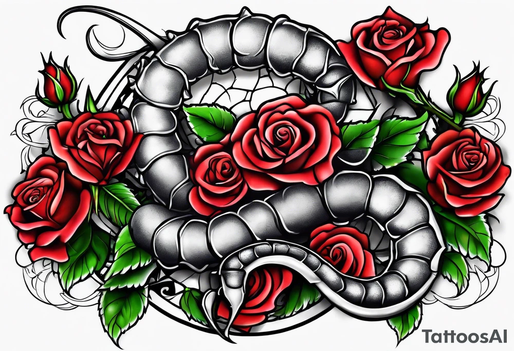 Scorpio and roses tattoo idea