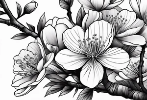 cherry blossom branch going from shoulder to wrist, wrap around bicep tattoo idea