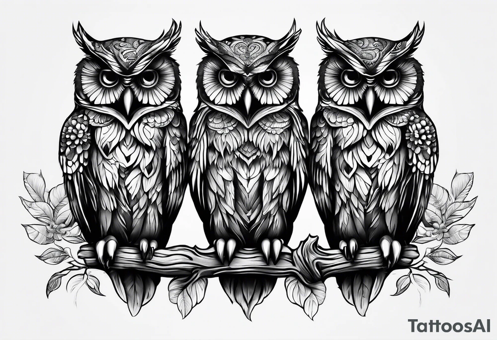 Owls 
Hear no evil, see no evil, speak no evil tattoo idea