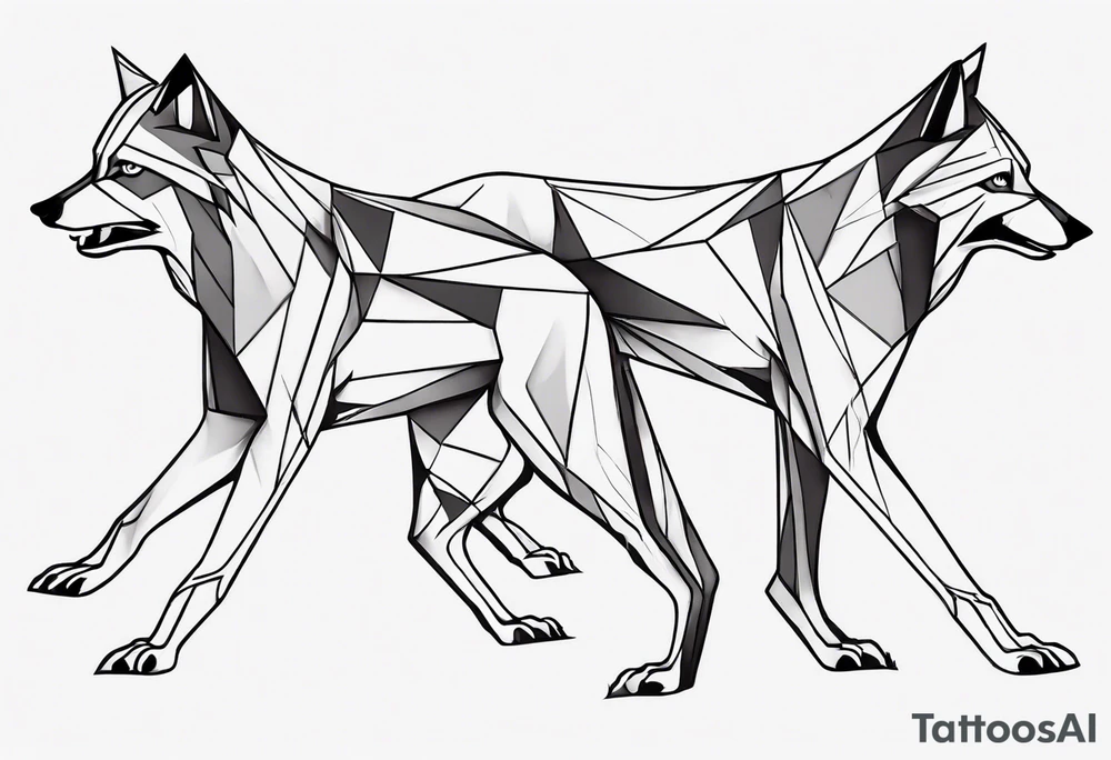 two wolves dancing the tango. extremely simplified tattoo idea