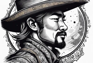 A moon with a cowboy hat tattoo idea