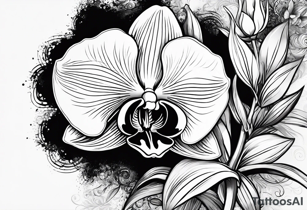 Orquídea olho de boneca e tattoo idea