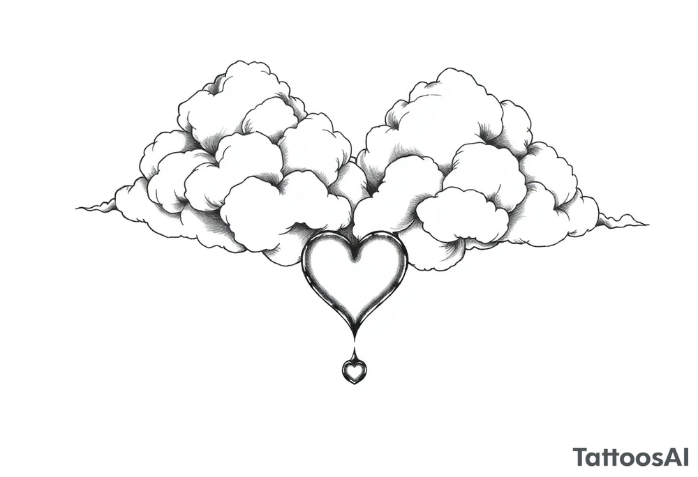 Clouds with a heart shaped noise dropping out tattoo idea Clouds with a heart shaped noise dropping out tattoo idea
