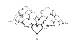 Clouds with a heart shaped noise dropping out tattoo idea