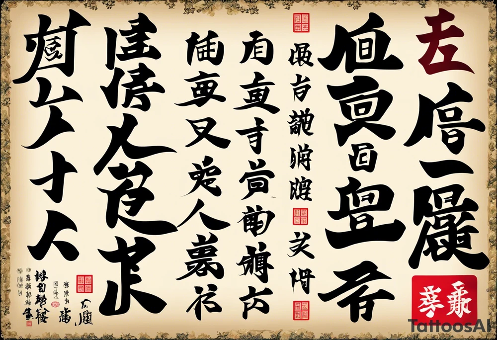 Center of the inner part of the forearm

The word "Bushido" in Japanese: This could be the central, written representation of the word "武士道" (Bushido) stylized in a traditional calligraphic font. This would visually symbolize the foundation of your tattoo and your beliefs. tattoo idea