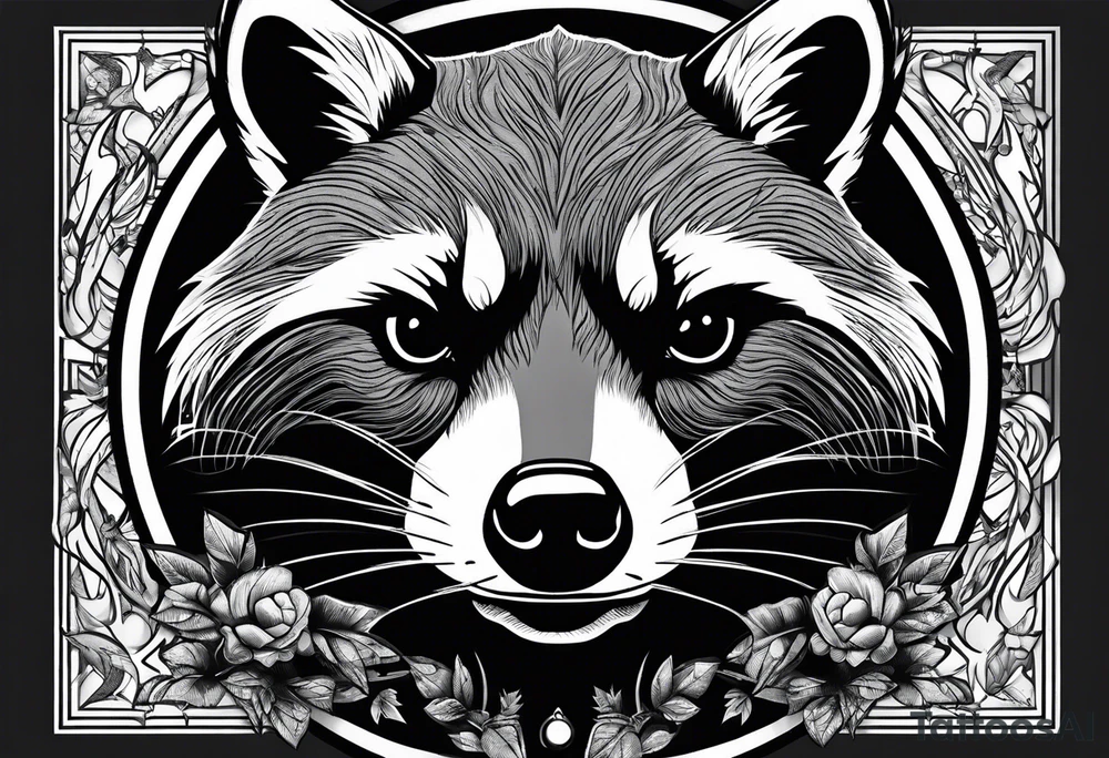 raccoon wearing a Superman hoodie tattoo idea