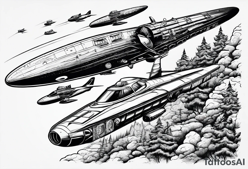 Full Arm Sleeve
Top arm space themed with aliens black holes ufos and rockets
Mid arm slow transition to the sky with airplanes flying around
bottom arm and hand i want it to be the blue ridge parkway with animals local to that area tattoo idea