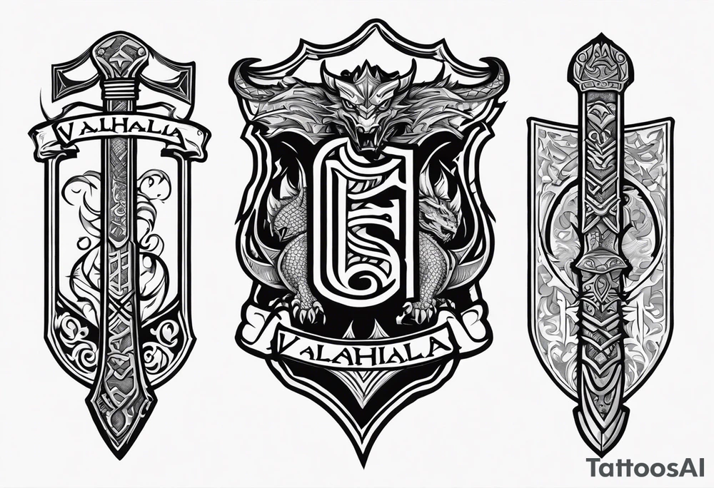 Valhalla  warrior   Sword axe
 Dragon tattoo idea