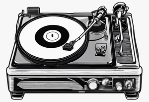 Recordplayer no details in 2D only 5 lines tattoo idea