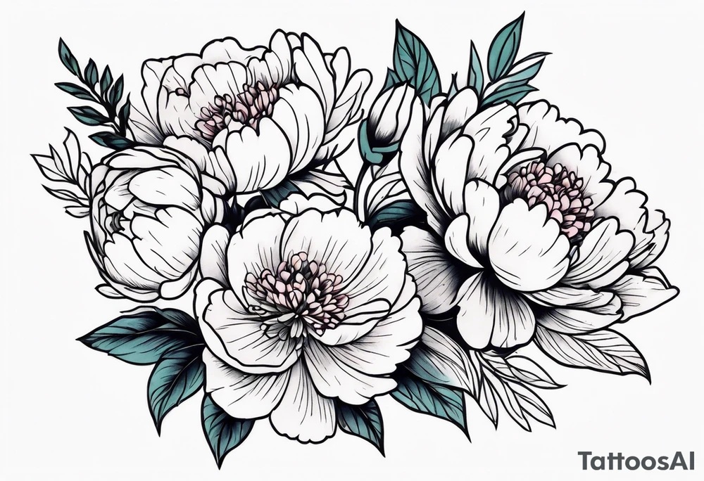Bouquet of peonies tattoo idea