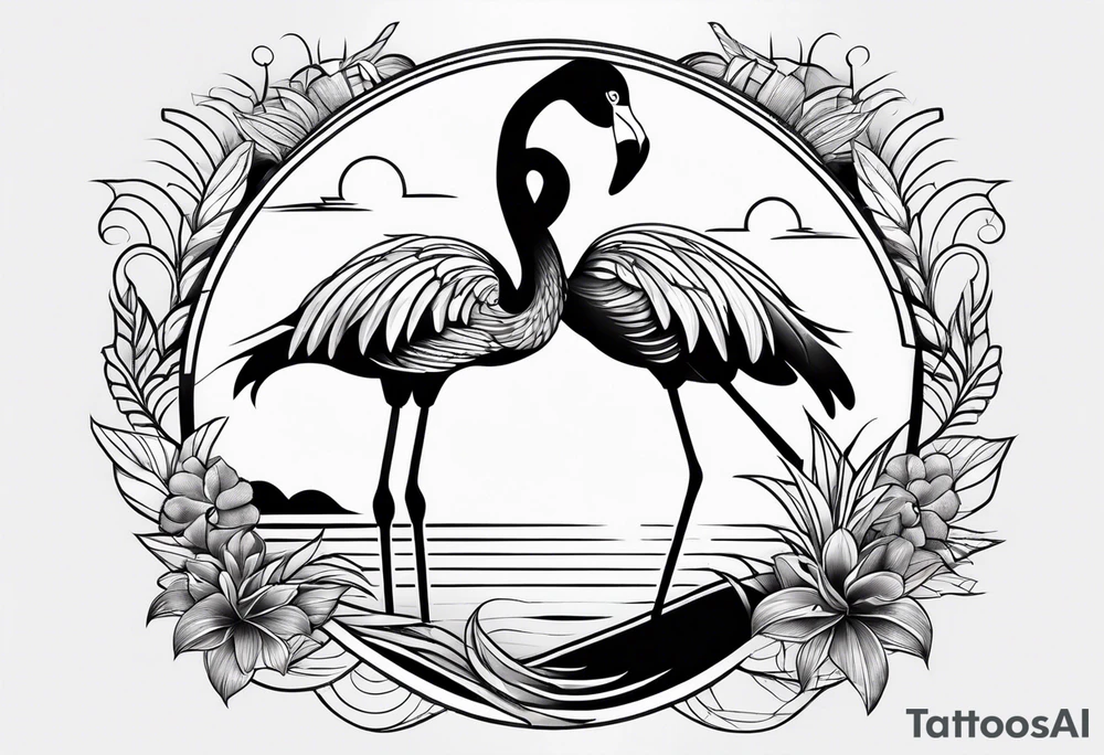 cute flamingo tattoo idea