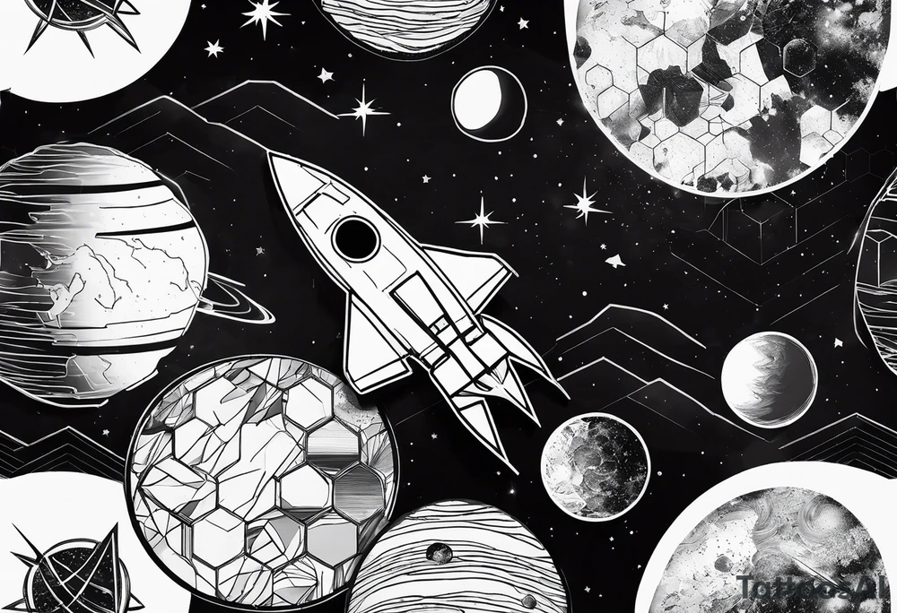 hexagon pattern solar system with a space shuttle tattoo idea hexagon pattern solar system with a space shuttle tattoo idea