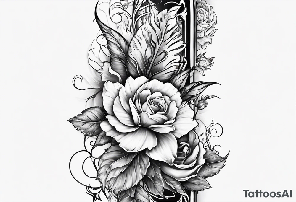 Spine tattoo with water and flowers and a country aspect tattoo idea